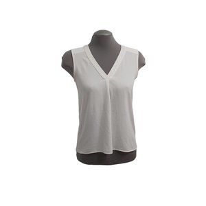 Calvin Klein V-Neck Sleeveless Top Blouse Off White Women Size XS Extra Small